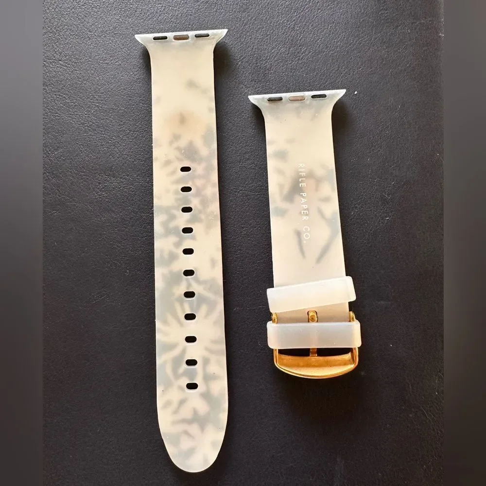 Rifle Paper Co. Floral Silicone Apple Watch Band in White, Pink, Yellow, Blue